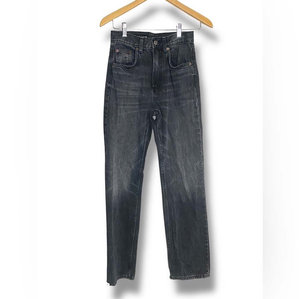 Zara Classic Black Denim high waist straight leg Jeans